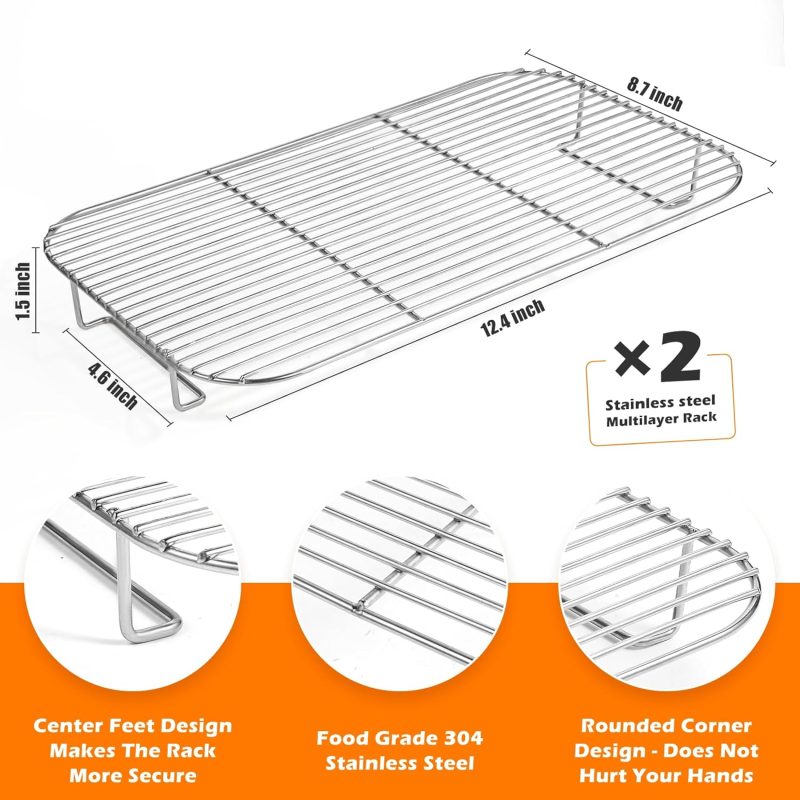 2Pcs Stainless Steel Rack Set For Ninja Woodfire Outdoor Grill And Smoker - Image 2