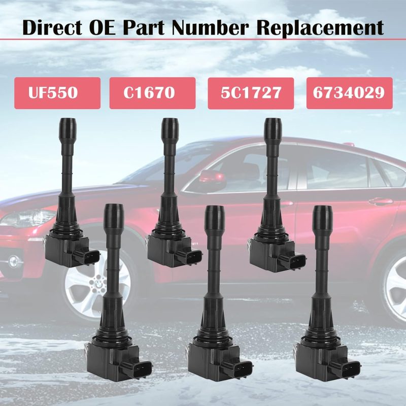 Set Of 6 Ignition Coil Packs & Spark Plugs Fits For 3.5 V6 Nissan Murano Maxima Altima Pathfinder Infiniti G35 Ex35 Jx35 2009 2010 2011 2012 2013 2014 2015 2016 3.5L Coils Spark Plugs Replaces# Uf550 - Image 3