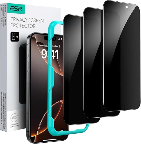 PRO ESR 3 Pack for iPhone 16 Pro Max Privacy Screen Protector Anti-spy...
