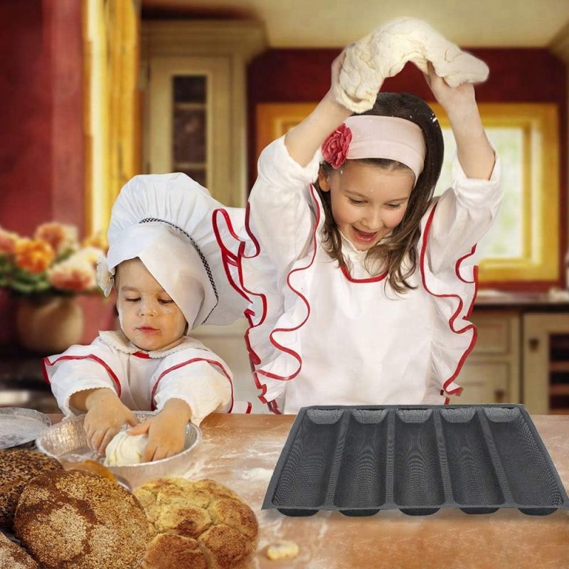 Silicone Perforated Baking Forms Sandwich Mold French Baguette Bread Pan Food Mat 5 Loaf Non-Stick Baking Liners - Image 4