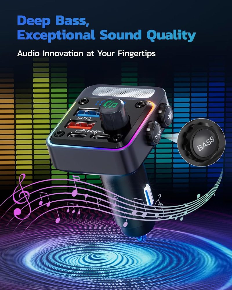 Nulaxy 54W Bluetooth 5.3 Car Adapter Charger 4-Port Fast Charging [Pd36W & Qc3.0 18W] - Image 4