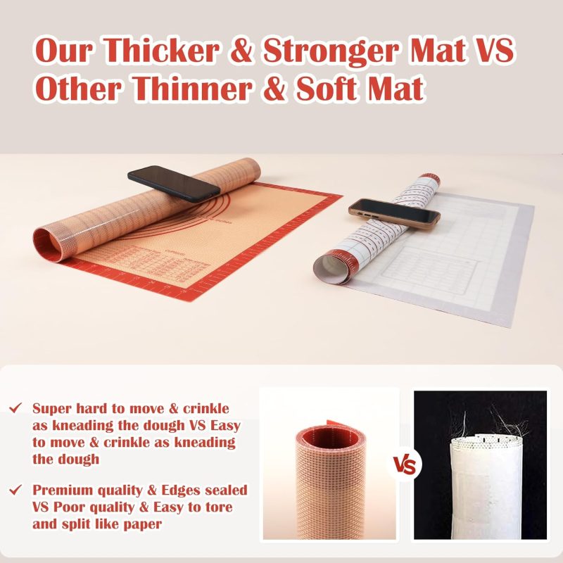 Non-Slip Silicone Pastry Mat Extra Large With Measurements 28''By 20'' For Silicone Baking Mat - Image 3