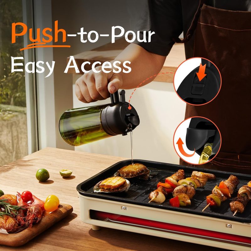 Trendplain - Original 16Oz/470Ml Olive Oil Dispenser Bottle For Kitchen Gadgets And Air Fryer Accessories - Olive Oil Sprayer For Cooking W/Stickers - Black - Image 4