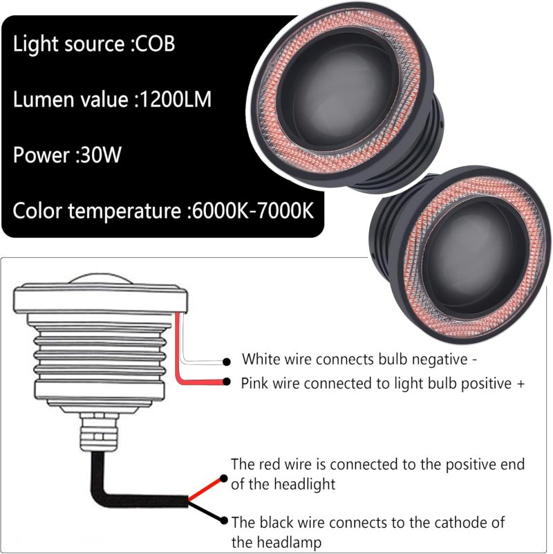 2Pcs Angel Eye Halo Fog Lights For Cars - Image 3