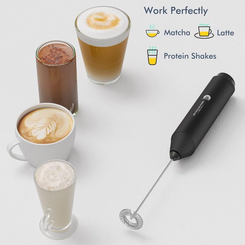 Powerful Milk Frother Wand - Mini Handheld Milk Frother With Stainless Steel Whisk - Battery-Powered Drink Mixer For Coffee - Image 4