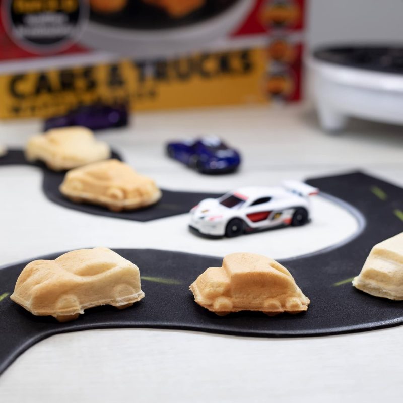 Car Mini Waffle Maker- Xmas Gift For Him- Make 7 Different Race Cars Trucks & Automobile Vehicle Shaped Pancakes For Kids Adults- Electric Waffler Iron W Recipe Guide - Image 6