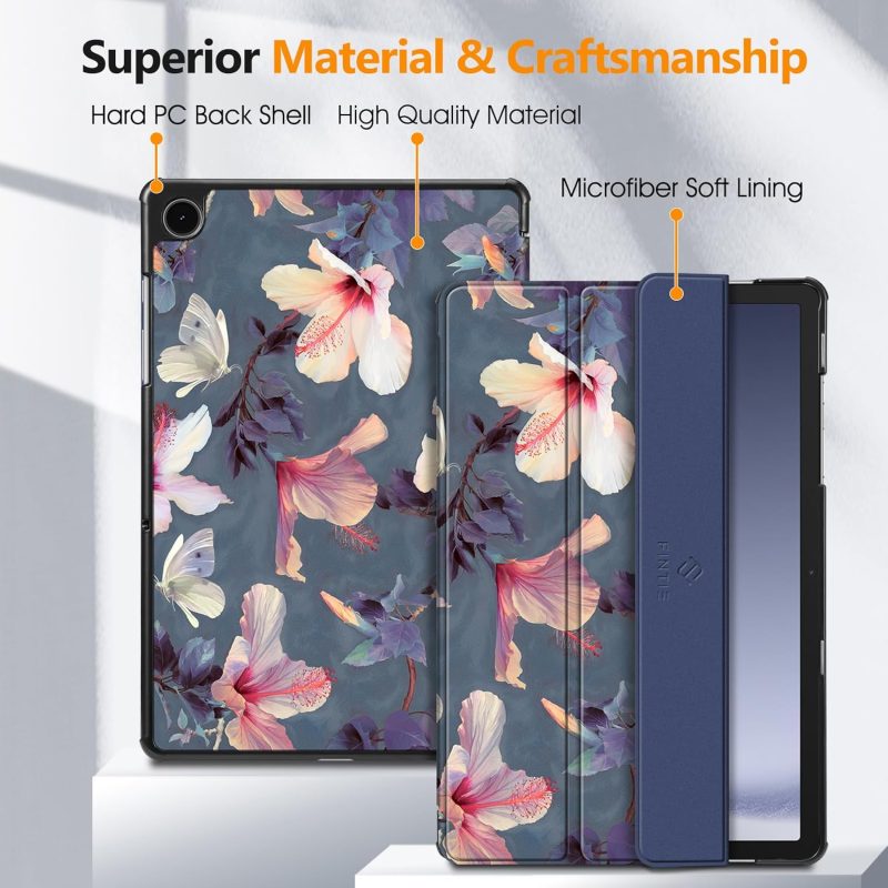 2023 Fintie Slim Case for Samsung Galaxy Tab A9 Plus/A9+ 5G 11 Inch 2023 Model (SM-X210/X216/X218) Ultra Thin Lightweight Hard Back Shell Tri-Fold Stand Cover with Auto Wake/Sleep Blooming Hibiscus - Image 6