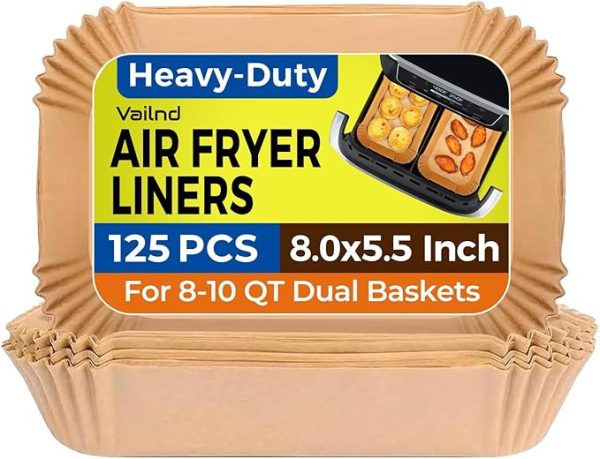 Vailnd Air Fryer Paper Liners Disposable: 125Pcs 8X5.5