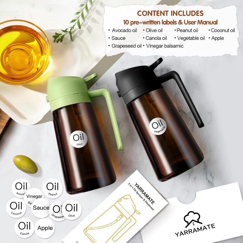 Yarramate 16Oz/470Ml Light Blocking Oil Sprayer For Cooking With Stickers - Image 3