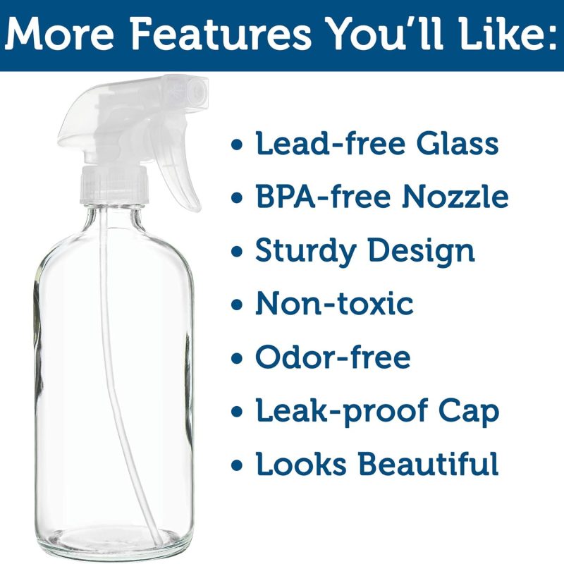 Sally'S Organics® Empty Clear Glass Spray Bottles - Refillable 16 Oz Containers For Essential Oils - Image 6