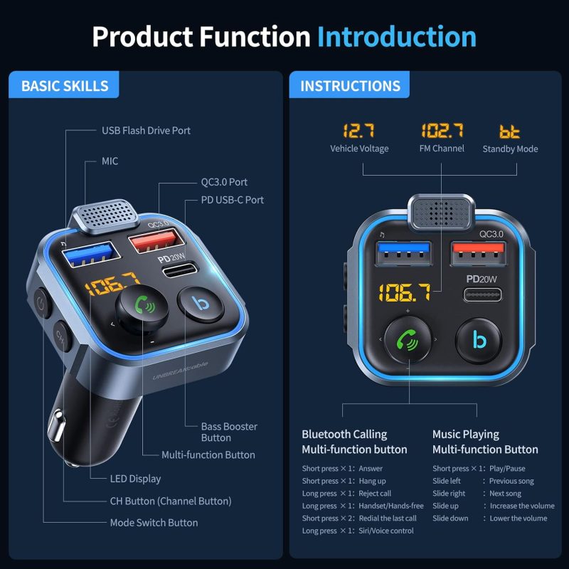 Unbreakcable Bluetooth 5.3 Fm Transmitter For Car - Image 4