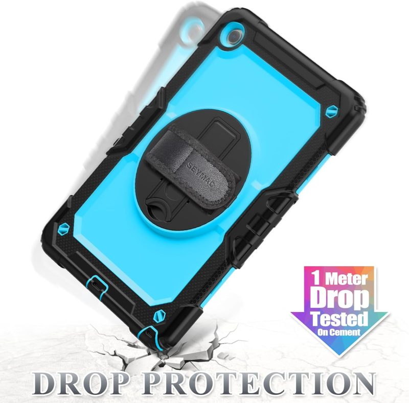 SEYMAC stock Case for Samsung Galaxy Tab A9+ Plus 11'' Full-Body Drop Protection Case with Screen Protector Pencil Holder [360° Rotating Hand Strap] &Stand SkyBlue+Black - Image 6