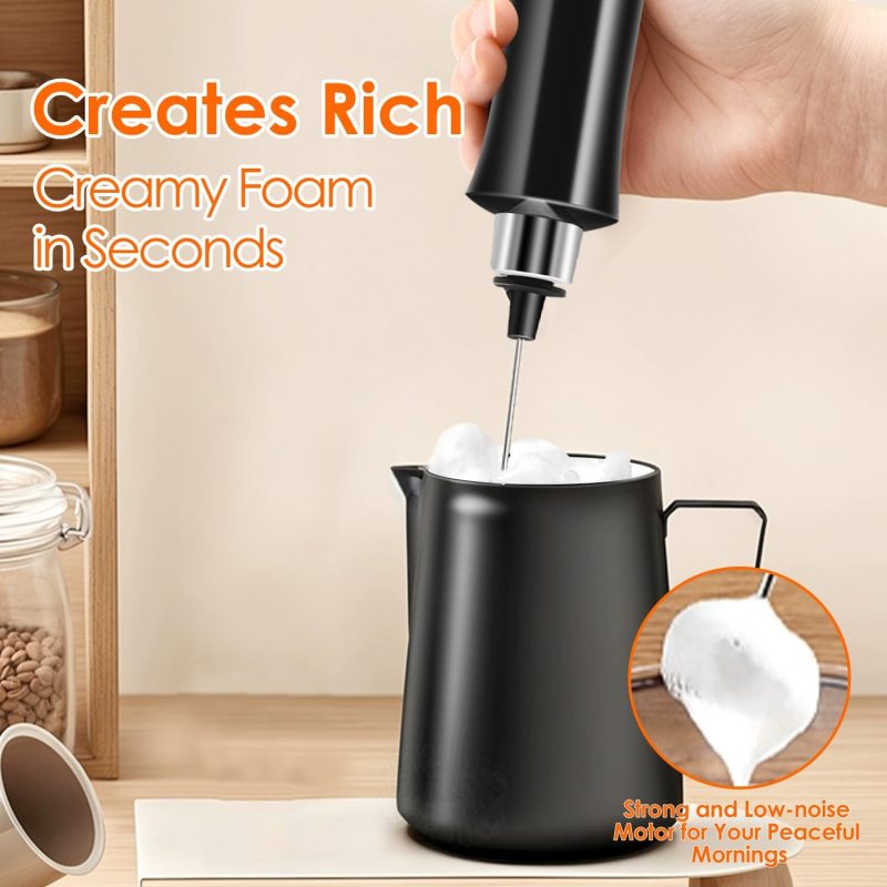 Rechargeable Milk Frother Handheld With 3 Detachable Stainless Steel Whisks - Image 5