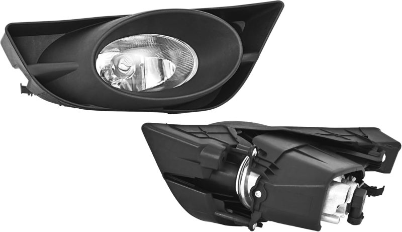 Hecasa Pair Fog Lights W/Fog Light Bezel Compatible With 2009-2011 Honda Fit Replacement For Ho2593122 Ho2592122 Fog Lamp Assembly W/Bulbs Clear Lens+Black Bezel Driver & Passenger Side - Image 3