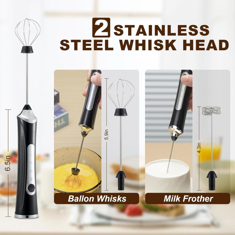 Handheld Electric Milk Frother With 2 Heads - Image 2