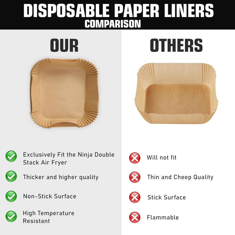 Air Fryer Liners For Ninja Doublestack Sl401 8-10Qt: 150Pcs Disposable Paper Liners - Image 4