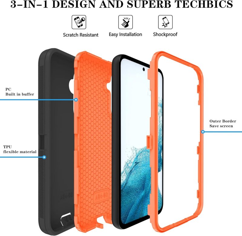 A54 Phone Case for Galaxy A54 5G - Black Orange - Image 3