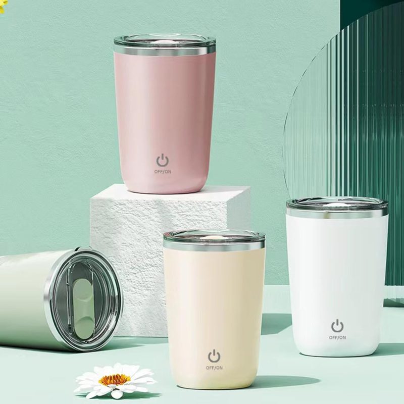 Stainless Steel Cup Electric Coffee Mixing Cups Milk Cup Full Body Stirring Mug Cup Travel - Image 3