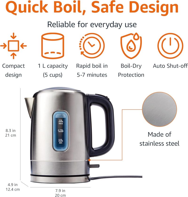 Basics Electric Stainless Steel Kettle For Tea And Coffee - Image 2