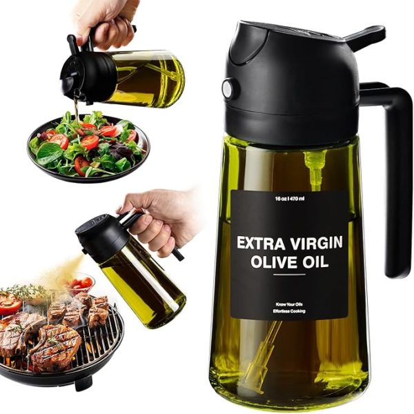 Cxinyi - 16Oz/470Ml Olive Oil Dispenser For Kitchen With Stickers - 2 In 1 Olive Oil Sprayer For Cooking