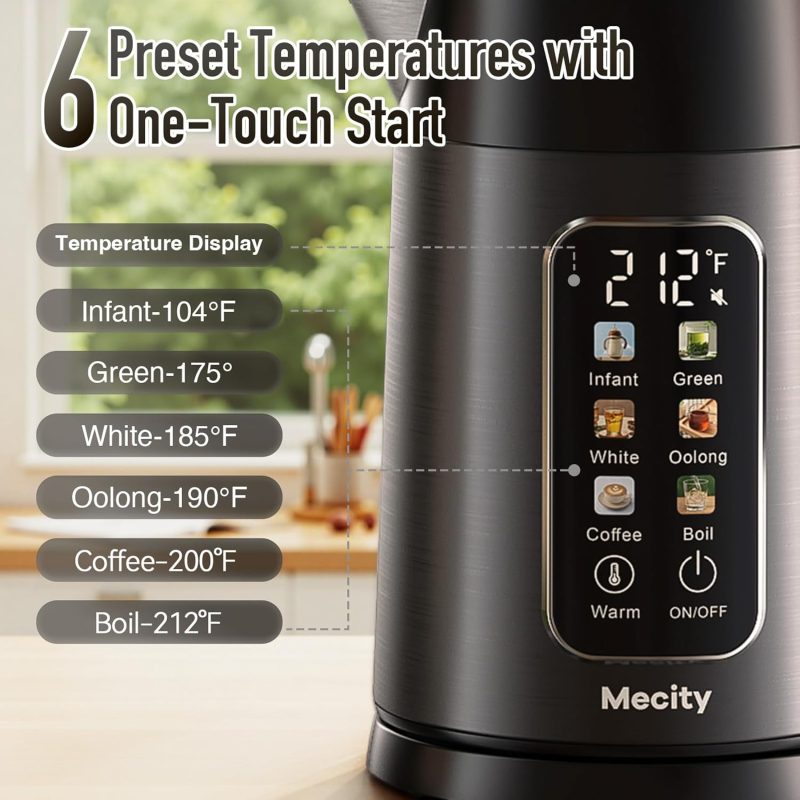Mecity Electric Kettle 1.7L Touch Screen Temperature Control Water Boiler - Image 2