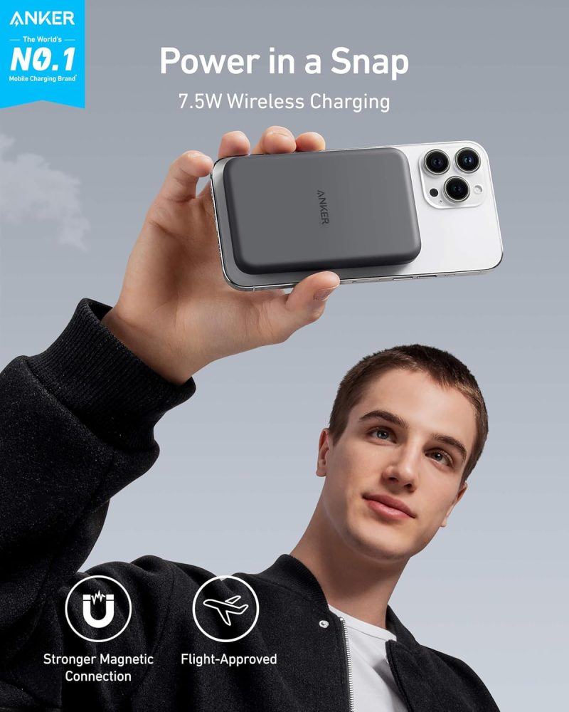 ANKER 621 Magnetic Portable Charger 5000mAh Wireless Power Bank with USB-C Cable Magsafe-Compatible... - Image 2