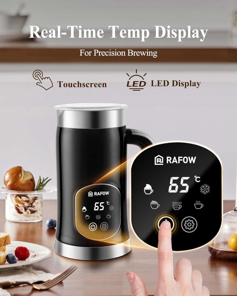 5-In-1 Milk Frother And Steamer - Upgraded Automatic Milk Steamer 11.8Oz Hot & Cold Foam Maker And Milk Warmer With Led Display Touch Screen & Two Whisks For Latte - Image 3