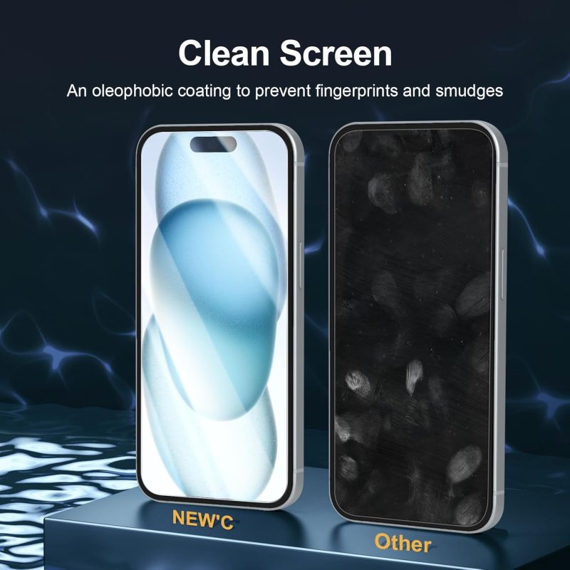 DESIGNED NEW'C 3 Pack Designed for iPhone 16 iPhone 15 Screen Protector Tempered... - Image 5