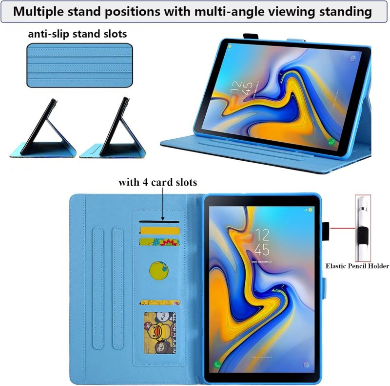 2019 for Samsung Galaxy Tab A 10.1 inch Case 2019 Model (SM-T510/T515/T517) with Stand/Pencil Holder/Card Slots/Magnetic Folio Slim PU Leather Soft TPU Back Shockproof Cover Purple Butterfly - Image 6