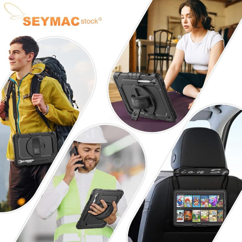 SEYMAC stock Case for Samsung Galaxy Tab S10 Lite / S10 FE / S9 FE 5G / S9 Tablet Case 10.9''/ 11'' Protective with Screen Protector Pen Holder 360 Rotate Stand Hand Strap Shoulder Strap Black1 - Image 5