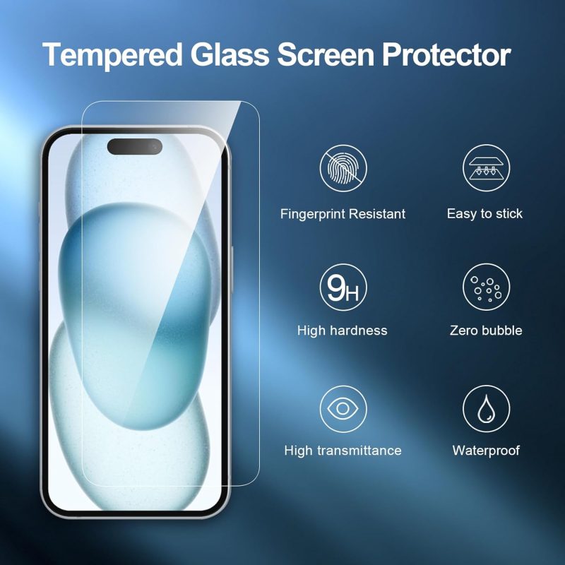DESIGNED NEW'C 3 Pack Designed for iPhone 16 iPhone 15 Screen Protector Tempered... - Image 4