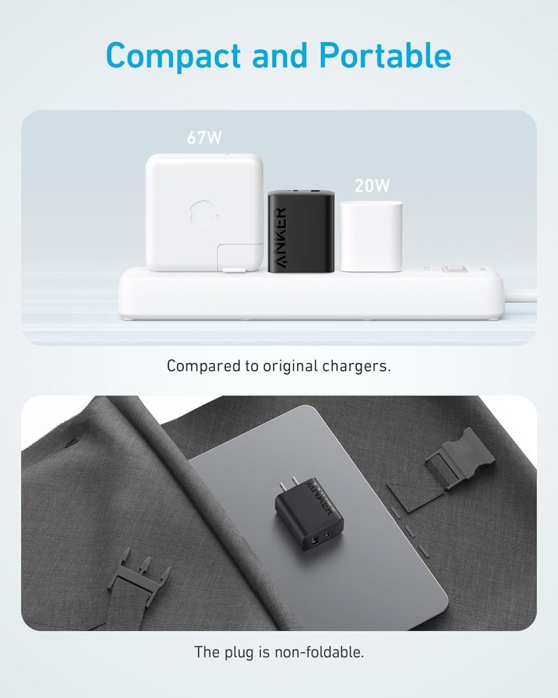 Anker iPhone 17/16 Charger, 2-Pack 20W Fast USB C Charger Block, for iPhone 16/16 Pro Max/15 Series/iPad Pro and More (Black, 2 Pack & 2 Cable) - Image 5