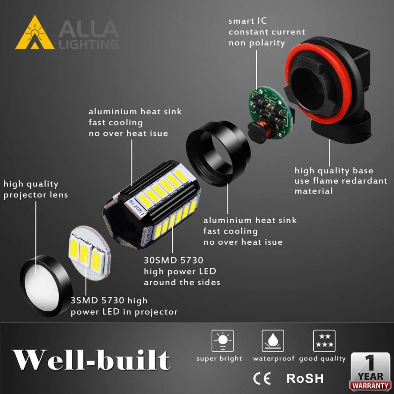 Alla Lighting Super Bright H8 H11 Led Fog Lights Bulbs Or Drl - Image 3