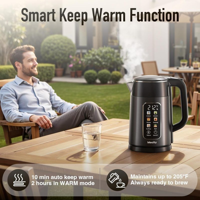 Mecity Electric Kettle 1.7L Touch Screen Temperature Control Water Boiler - Image 5