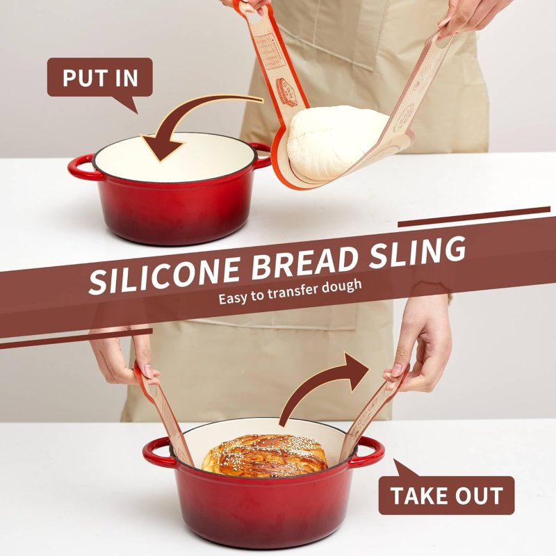 Silicone Sourdough Bread Sling Mat - 2Set Round Dough Baking Slings For Dutch Oven - Image 2