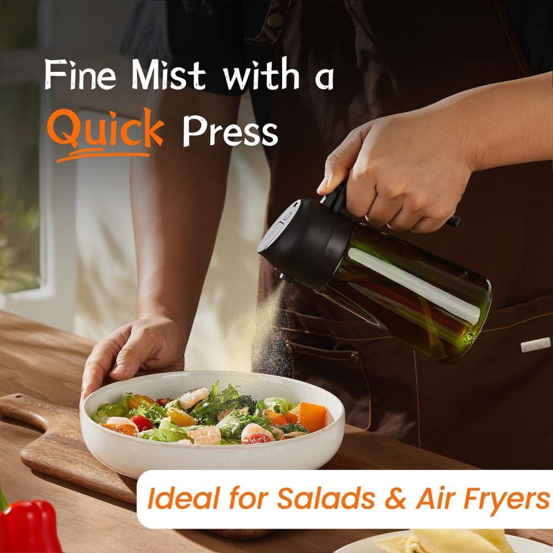 Trendplain - Original 16Oz/470Ml Olive Oil Dispenser Bottle For Kitchen Gadgets And Air Fryer Accessories - Olive Oil Sprayer For Cooking W/Stickers - Black - Image 2