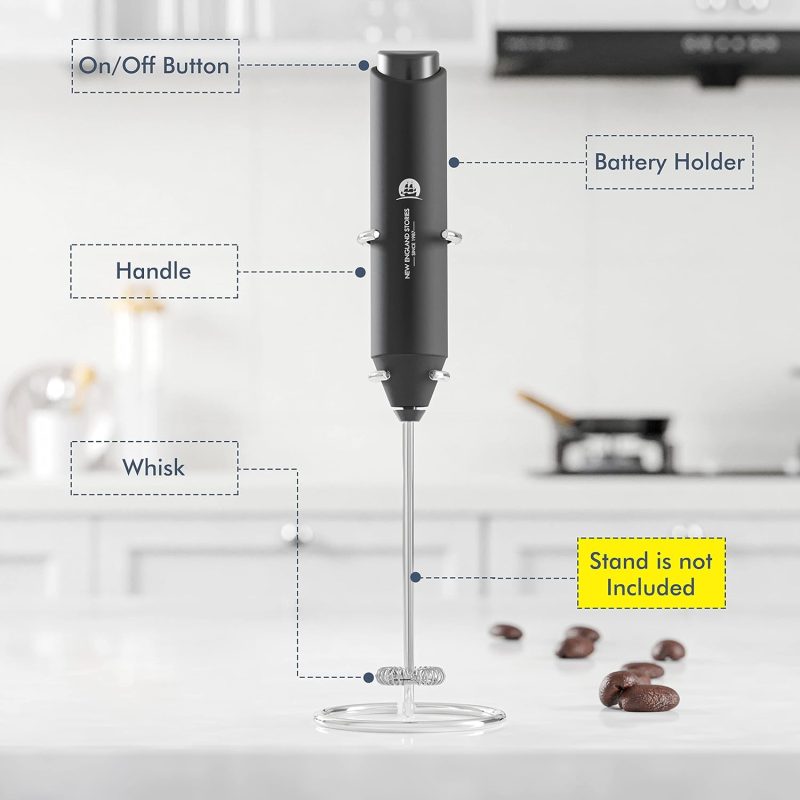 Powerful Milk Frother Wand - Mini Handheld Milk Frother With Stainless Steel Whisk - Battery-Powered Drink Mixer For Coffee - Image 5