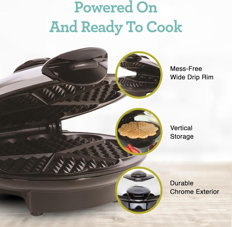 Euro Cuisine Wm520 Heart Shaped Iron Waffle Maker - Eco-Friendly Ptfe And Pfoa Free Non Stick Plates - Image 5