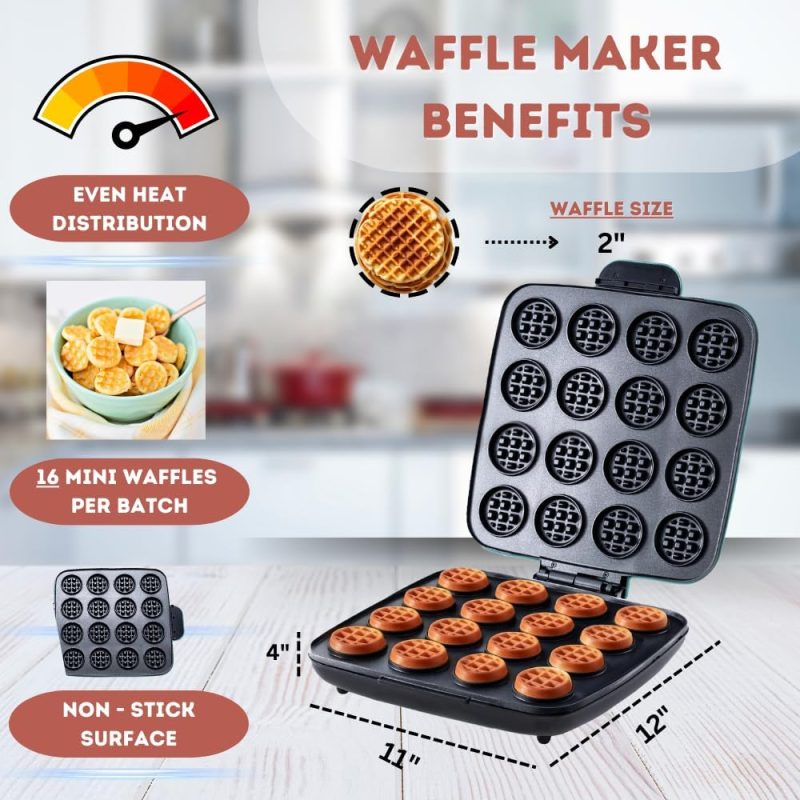 16 Pcs Mini Waffle Maker Machine - Image 2