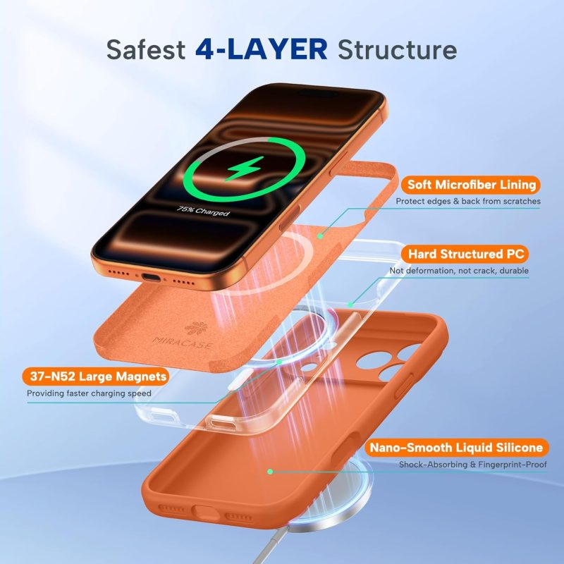 MIRACASE Magnetic for iPhone 17 Pro Max Case Compatible with MagSafe Integrated Silicone... - Image 4