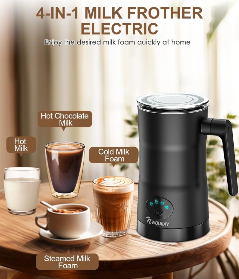 4 In 1 Milk Frother Electric And Steamer 11.8 Oz/350Ml Hot/Cold Foam Maker Intelligent Temperature Control Electric Milk Warmer For Latte/Coffee/Hot Chocolate/Cappuccino - Image 2