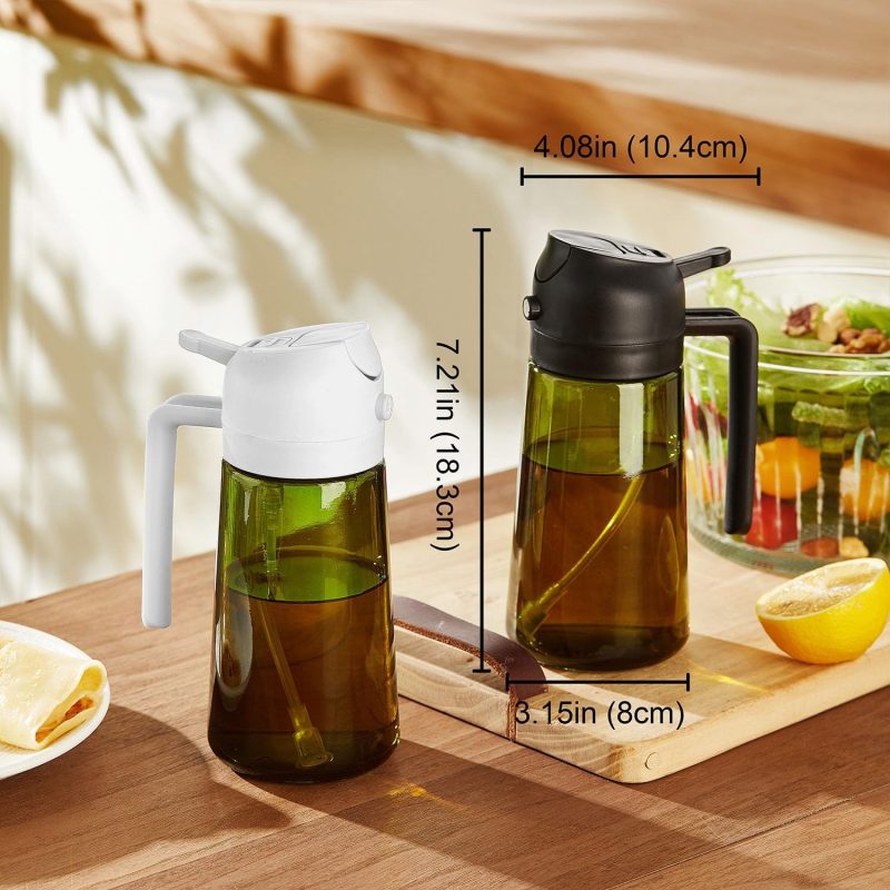 Trendplain - Original 16Oz/470Ml Olive Oil Dispenser Bottle For Kitchen Gadgets And Air Fryer Accessories - Olive Oil Sprayer For Cooking W/Stickers - Black - Image 6