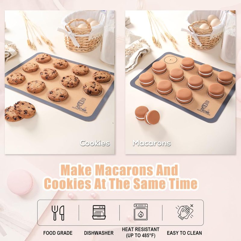 Silicone Baking Mat Macaron - Set Of 3 (2 Half Sheet Liners And 1 Quarter Sheet) - Image 4