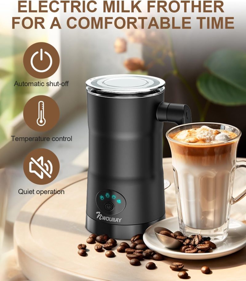 4 In 1 Milk Frother Electric And Steamer 11.8 Oz/350Ml Hot/Cold Foam Maker Intelligent Temperature Control Electric Milk Warmer For Latte/Coffee/Hot Chocolate/Cappuccino - Image 3