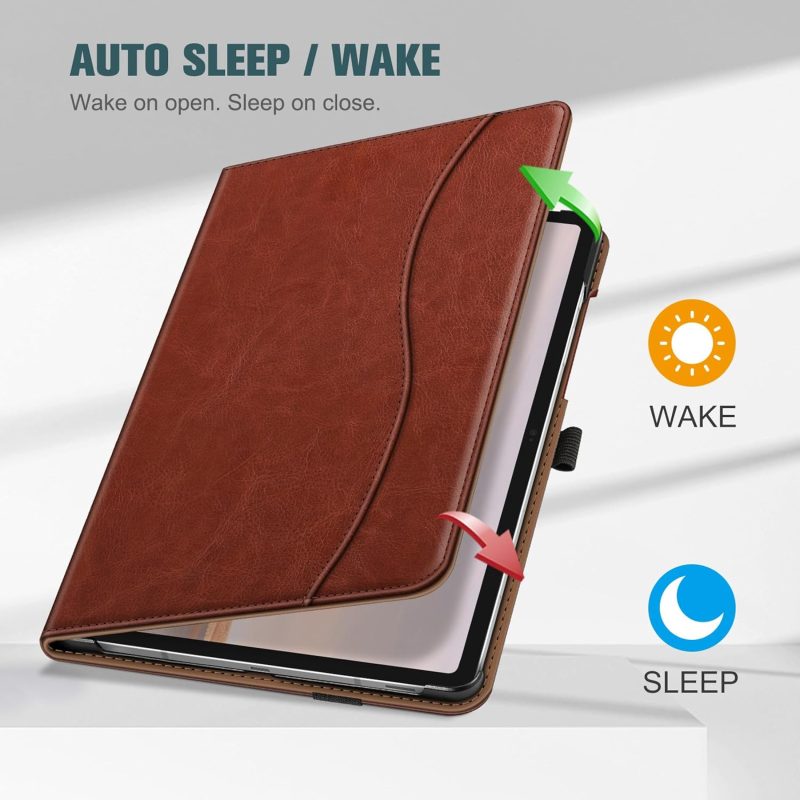 S10 Fintie Case for Samsung Galaxy Tab S10 Lite/ S10 FE/ S9 FE 5G 10.9 Inch/Tab S9 11 Inch with S Pen Holder Multi-Angle Viewing Protective Cover with Pocket Auto Sleep/Wake Brown - Image 4