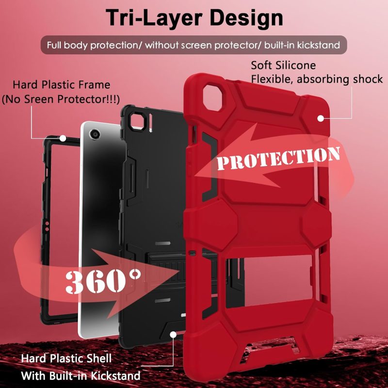 CCMAO Case for Samsung Galaxy Tab A9+/A9 Plus Case 11 Inch 2023 Model (SM-X210/X216/X218) Heavy Duty Shockproof Hybrid Three Layer Protective Cover for Kids Boys Girls Red+Black - Image 2