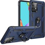 Dionsibei Military Grade Drop Impact for Samsung Galaxy A52 5G Case 360 Metal Rotating Ring Kickstand Holder Armor Heavy Duty Shockproof for Galaxy A52 5G/4G Phone Case Blue - Image 2