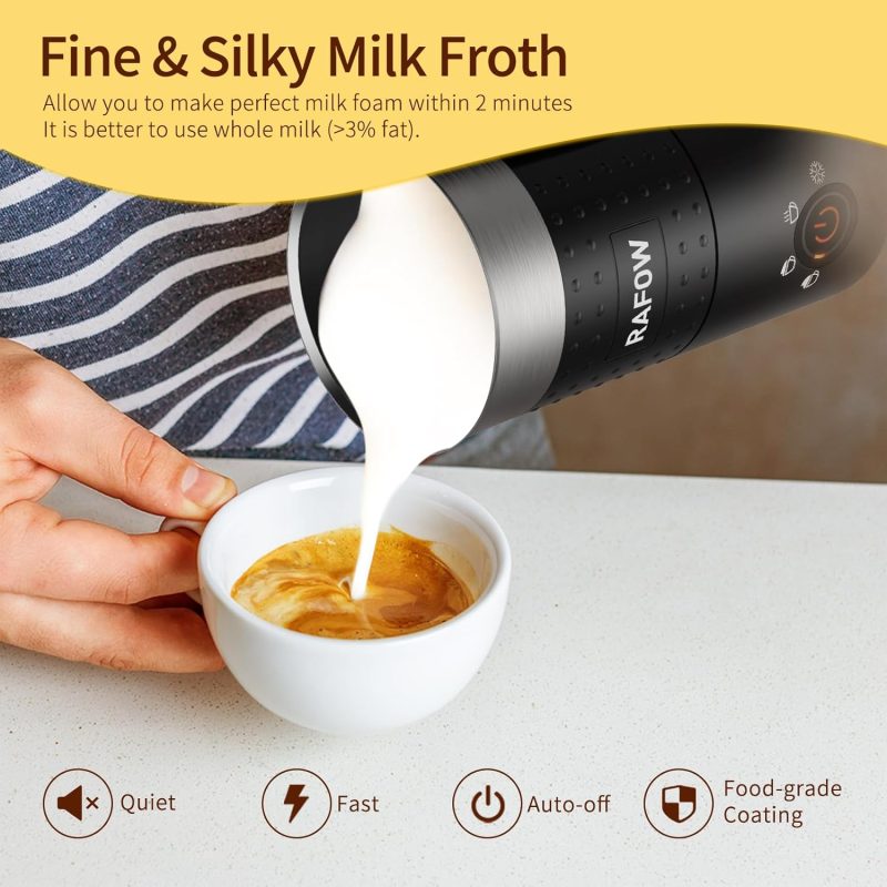 4 In 1 Electric Milk Frother: 10Oz/350 Ml Large Capacity Electric Milk Steamer For Hot And Cold Milk Froth - Automatic Milk Frother & Warmer For Latte - Image 3