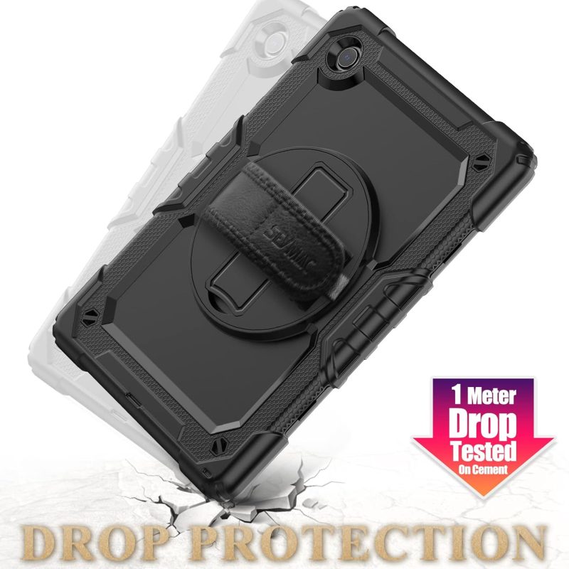 SEYMAC stock Case for Samsung Galaxy Tab A9+ Plus 11'' Full-Body Drop Protection Case with Screen Protector Pencil Holder [360° Rotating Hand Strap] &Stand Black - Image 6