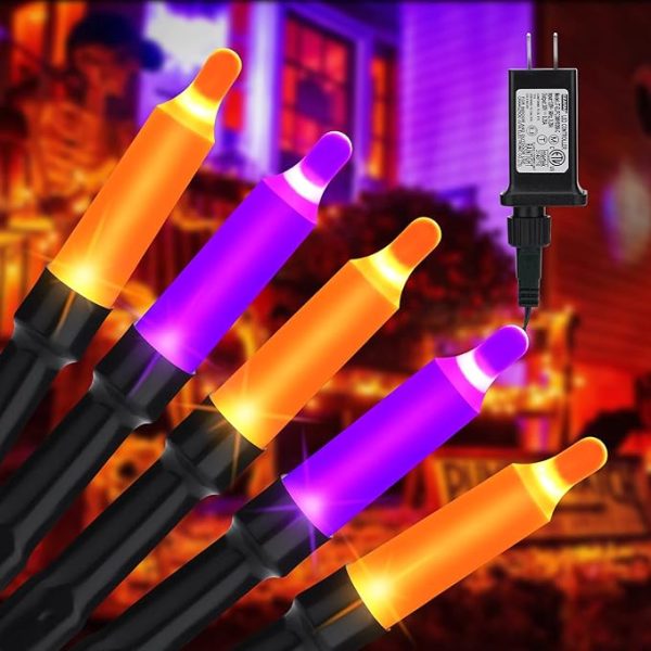 Lyhope Orange & Purple Halloween Lights, 66Ft 200 Led 8 Modes Low Voltage Mini String Lights With Timer for Home, Graveyard, Carnival, Outdoor, Indoor Decor